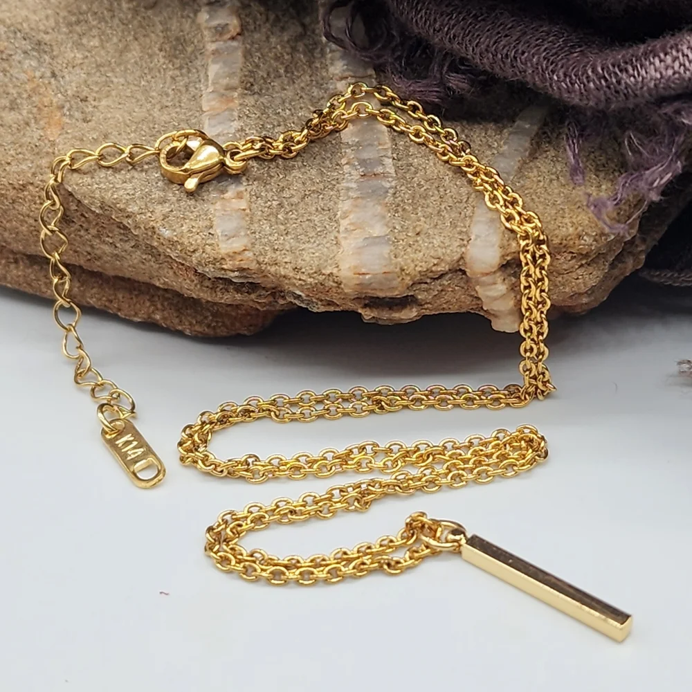 Minimalist Jewelry Layered 14 kt Gold Plated Chain Gold Bar Gold Necklace